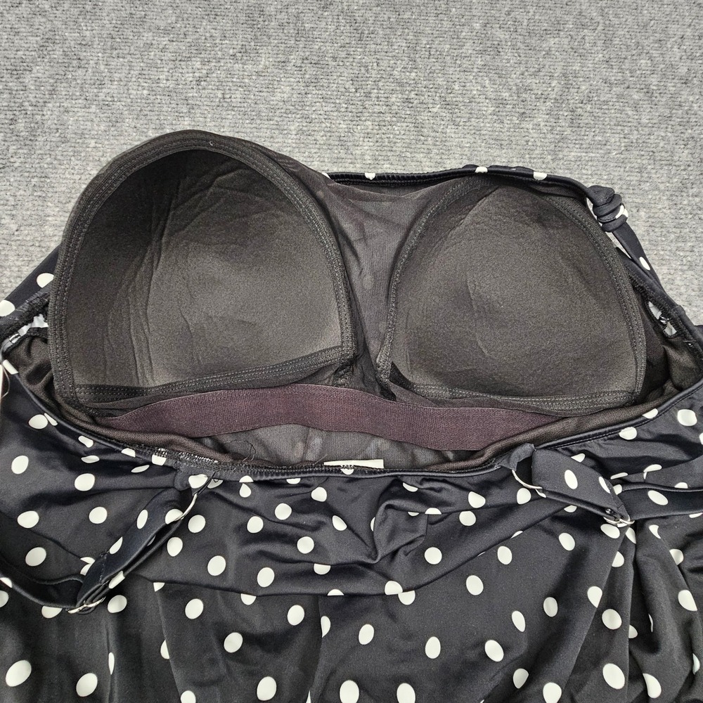 Swim Solutions Romper 22W Black Polka Dot Tummy Control Thigh Minimizer Swimsuit - Picture 6 of 9
